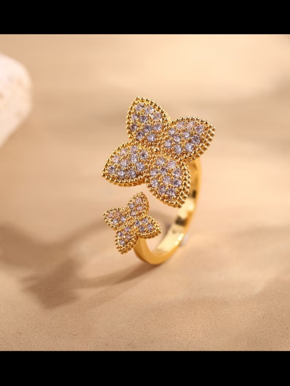 Affordable Fashion Finds Gold Butterfly Crystal Ring